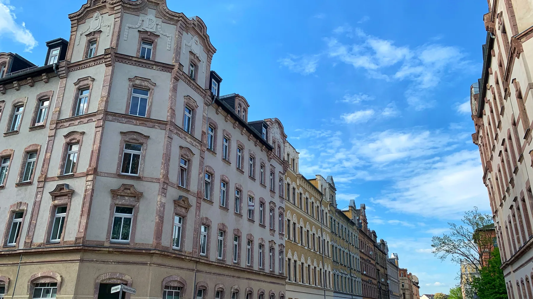 Gründerzeit-Eckhaus am Lessingplatz auf dem Chemnitzer Sonnenberg