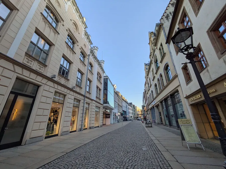 Geschäftsstraße am Markt in Zwickau